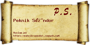 Peknik Sándor névjegykártya